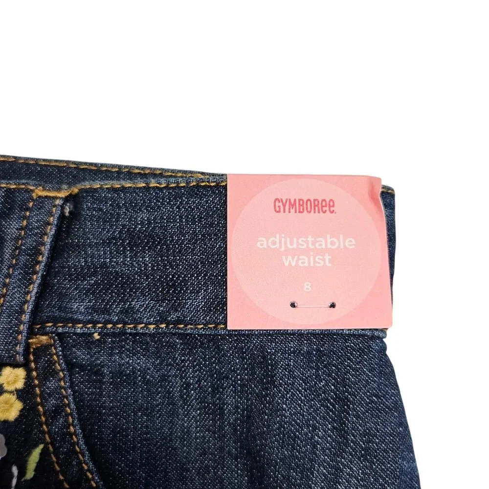 Gymboree Tea Garden Denim Skort Size 8 Blue Floral Raw Hem Vintage Y2K NWT